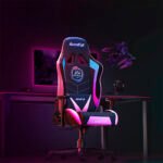 AutoFull AF075RPU-CB Gaming Chair Black Blue Pink Synthetic Leather. -2
