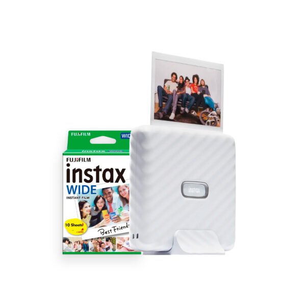 Fujifilm Intax Link Wide Bundle (Includes Film Pack 10 Sheets), Ash White