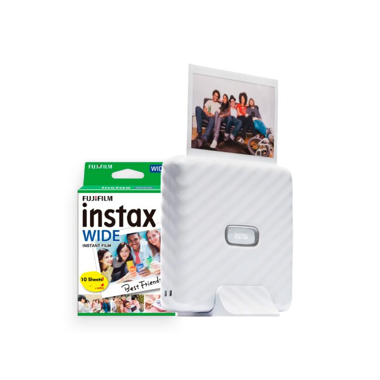 Fujifilm Intax Link Wide Bundle (Includes Film Pack 10 Sheets), Ash White
