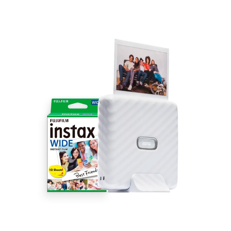 Fujifilm Intax Link Wide Bundle (Includes Film Pack 10 Sheets), Ash White