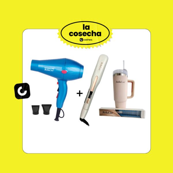 Secador Bellaliss Super Megaturbo 6630a + Plancha White Gold Delgada 739a + Obsequio